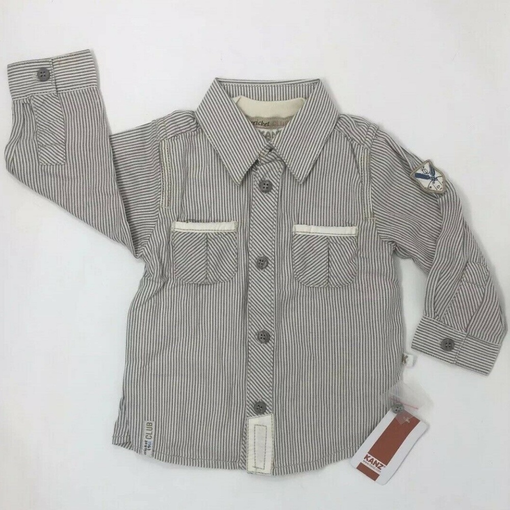 Kanz Baby Boys Brown & Ivory Button-down Shirt NEW